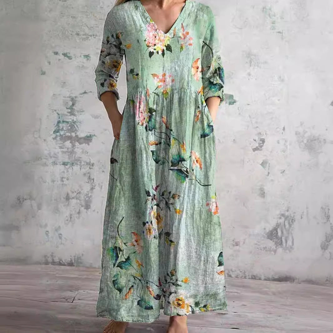 ELINOR | ELEGANT FLORAL TUMMY-COVERAGE SUMMER DRESS