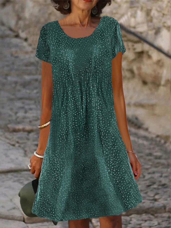 LAUREN | ELEGANT PRINTED TUMMY-COVERAGE MIDI DRESS
