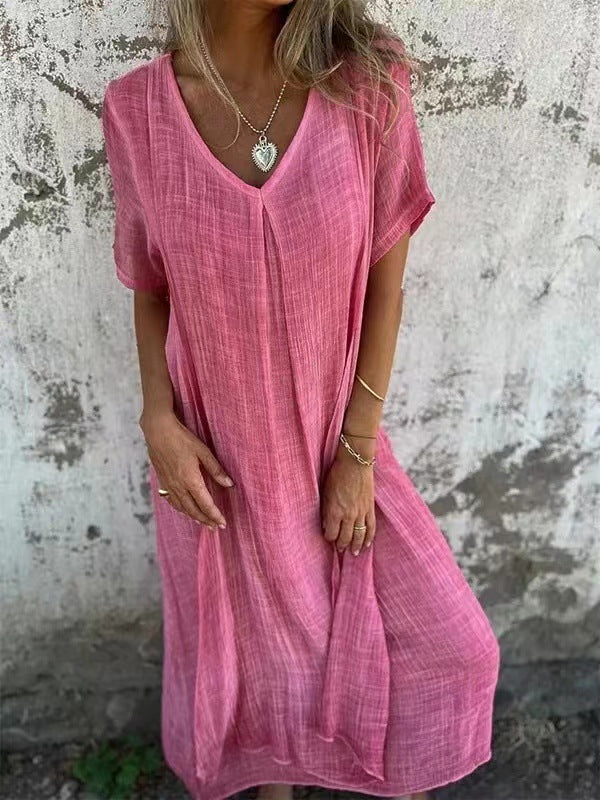 AMY | ELEGANT V-NECK TUMMY-COVERAGE DRESS
