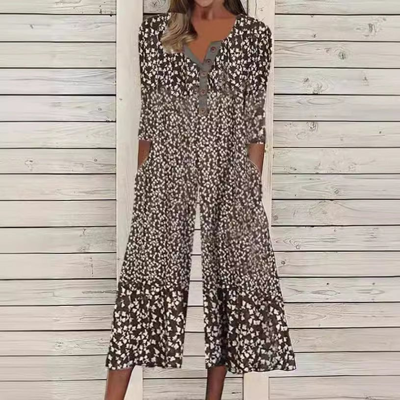 SOPHIA | ELEGANT LEAF PRINT TUMMY-COVERAGE JUMPSUIT