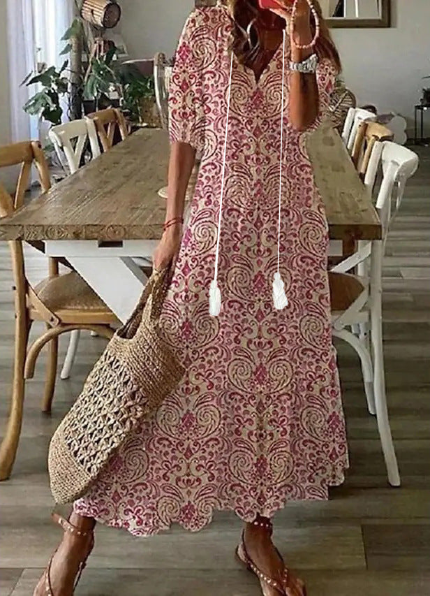DAISY | ELEGANT FLORAL TUMMY-COVERAGE MAXI DRESS