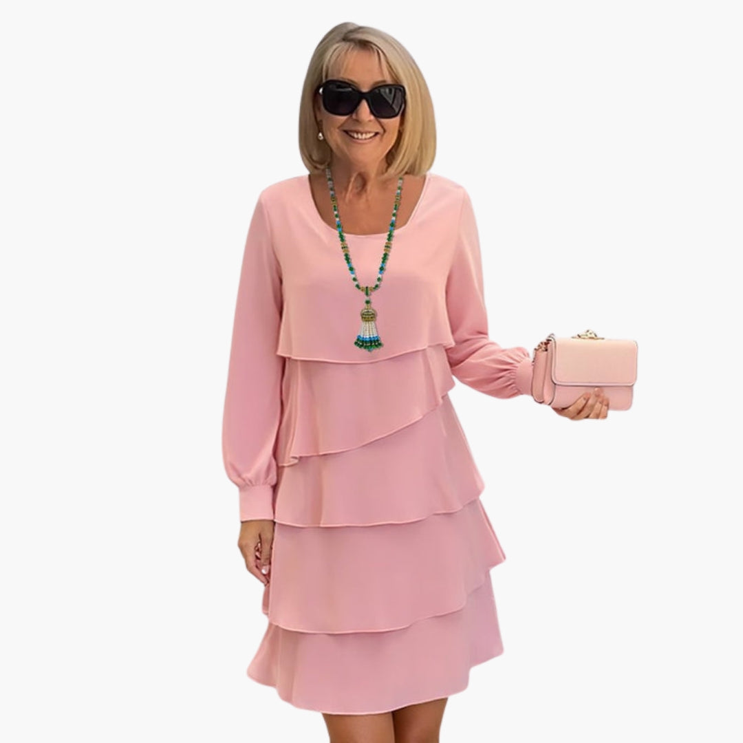 ELLIE | ELEGANT LAYERED LONG-SLEEVE DRESS WITH TUMMY-COVERAGE