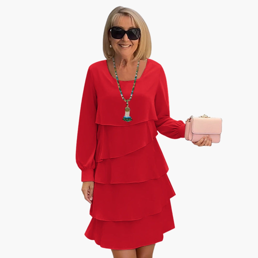 ELLIE | ELEGANT LAYERED LONG-SLEEVE DRESS WITH TUMMY-COVERAGE