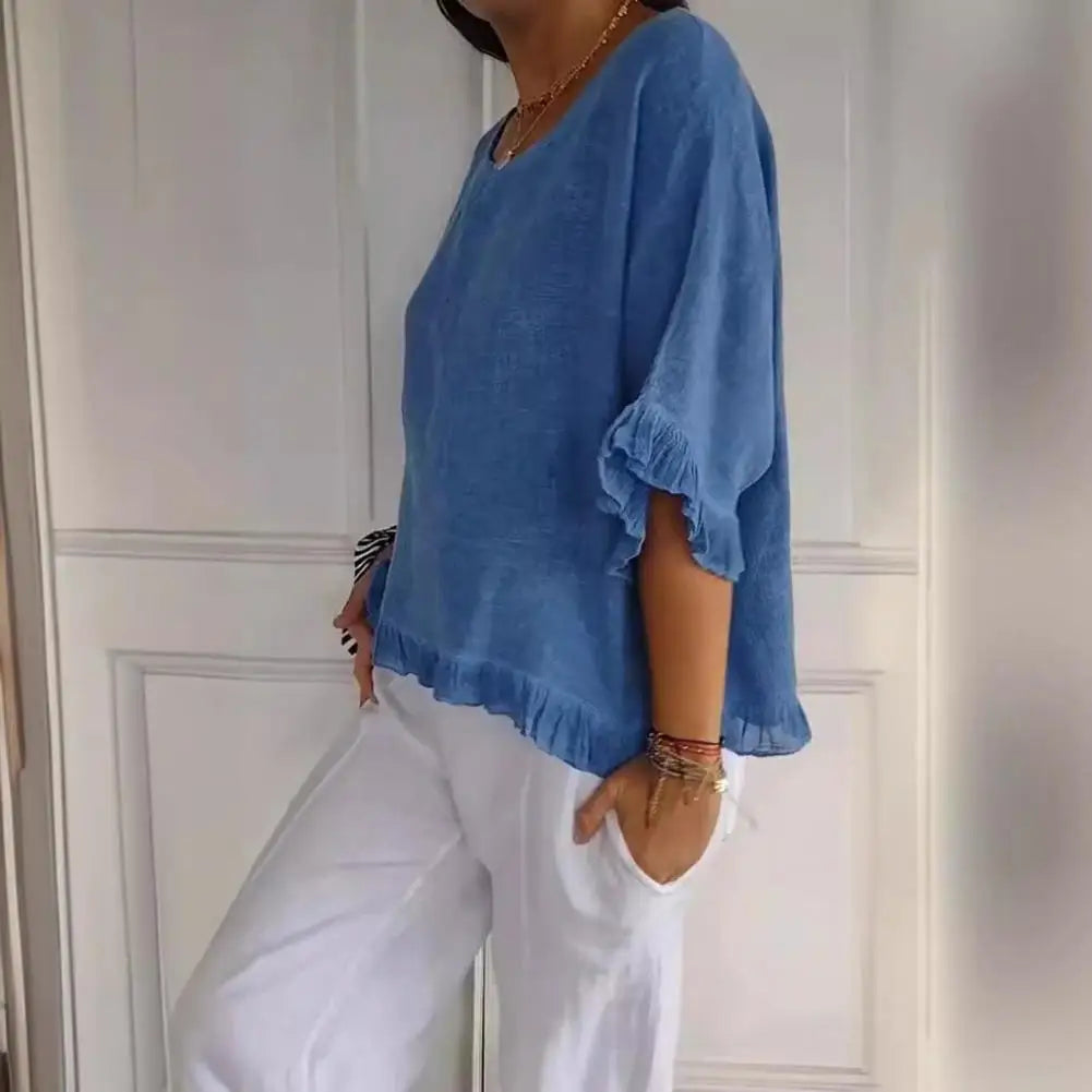 DIANE | ELEGANT TAILORED ROUND NECK BLOUSE