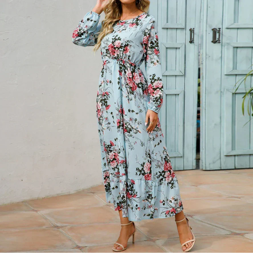 MYLA | FLORAL MAXI DRESS WITH TUMMY-COVERAGE ELEGANCE