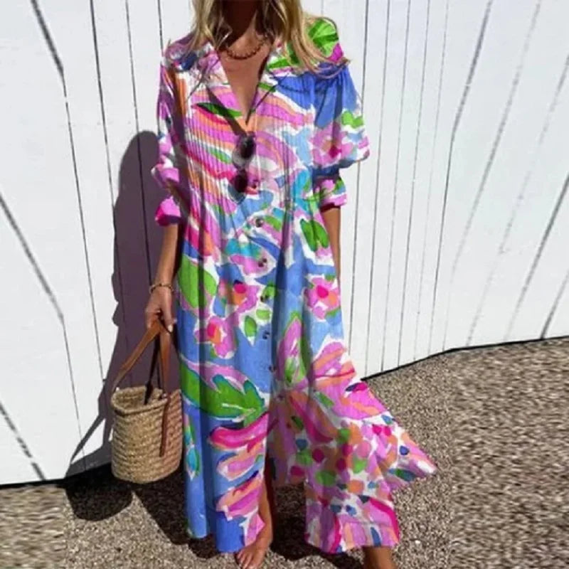 EVIE | ELEGANT FLORAL TUMMY-COVERAGE MAXI DRESS