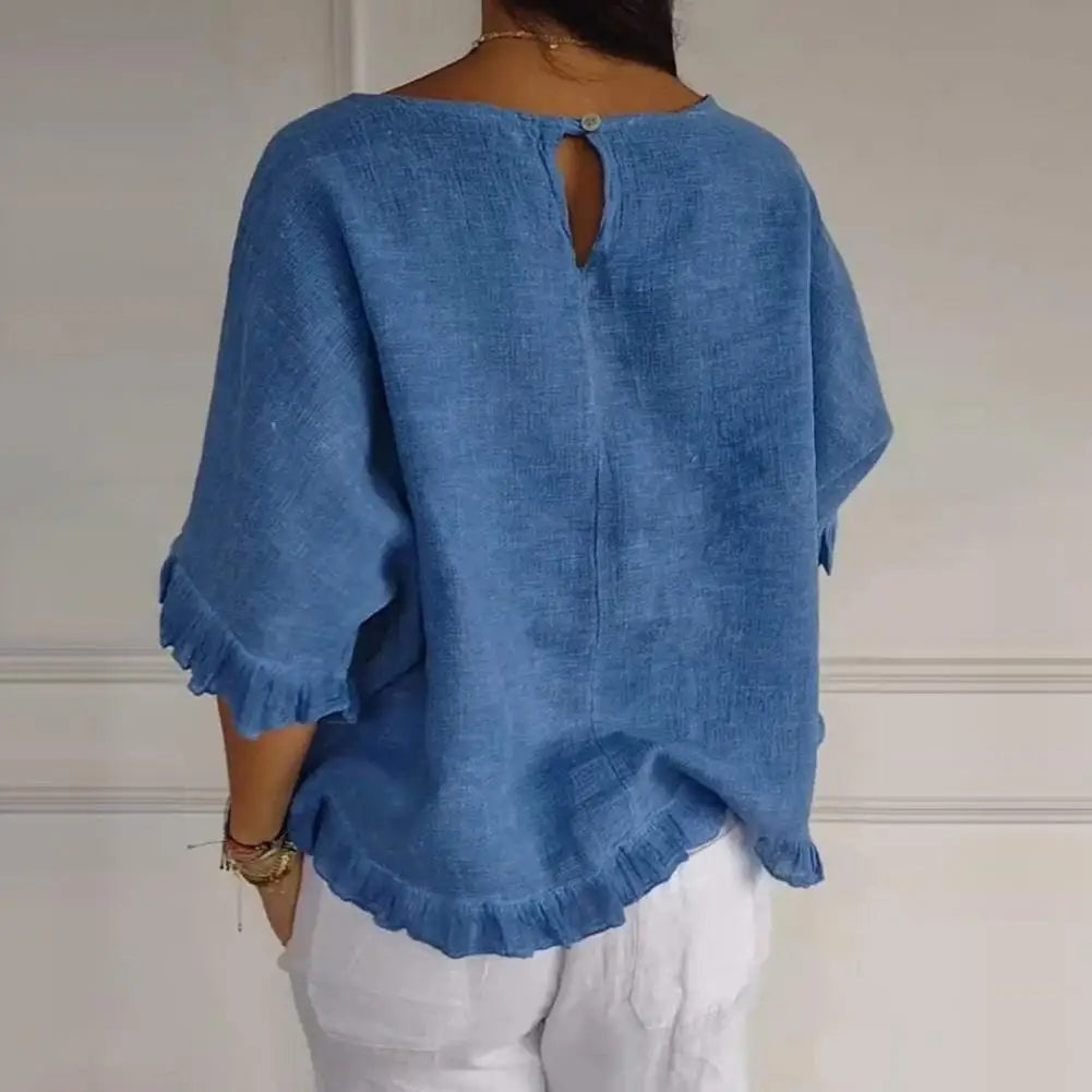 DIANE | ELEGANT TAILORED ROUND NECK BLOUSE