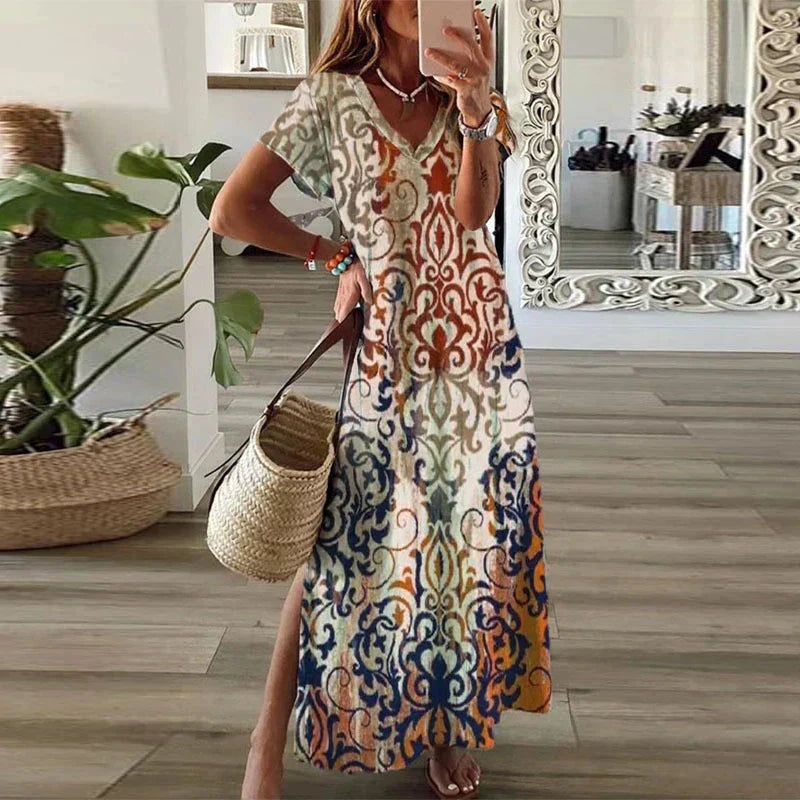 HEIDI | ELEGANT BOHO MAXI DRESS WITH TUMMY COVERAGE