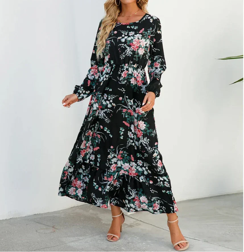 MYLA | FLORAL MAXI DRESS WITH TUMMY-COVERAGE ELEGANCE
