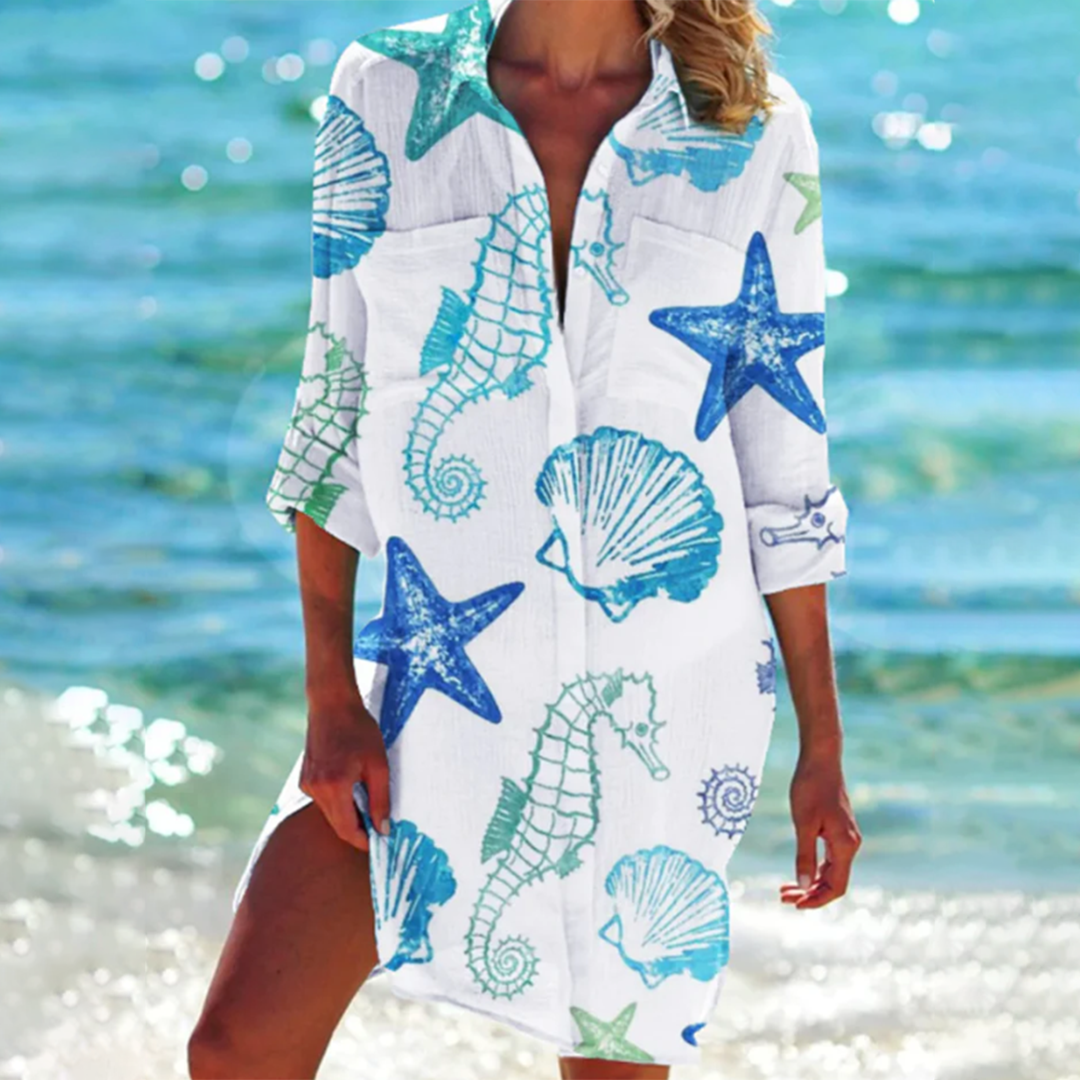 IDA | ELEGANT A-LINE TUMMY-COVERAGE SHIRT DRESS