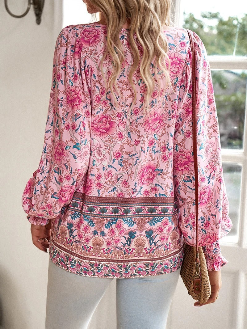 AGNES | FLORAL BUTTON-DOWN BLOUSE WITH LOOSE FIT