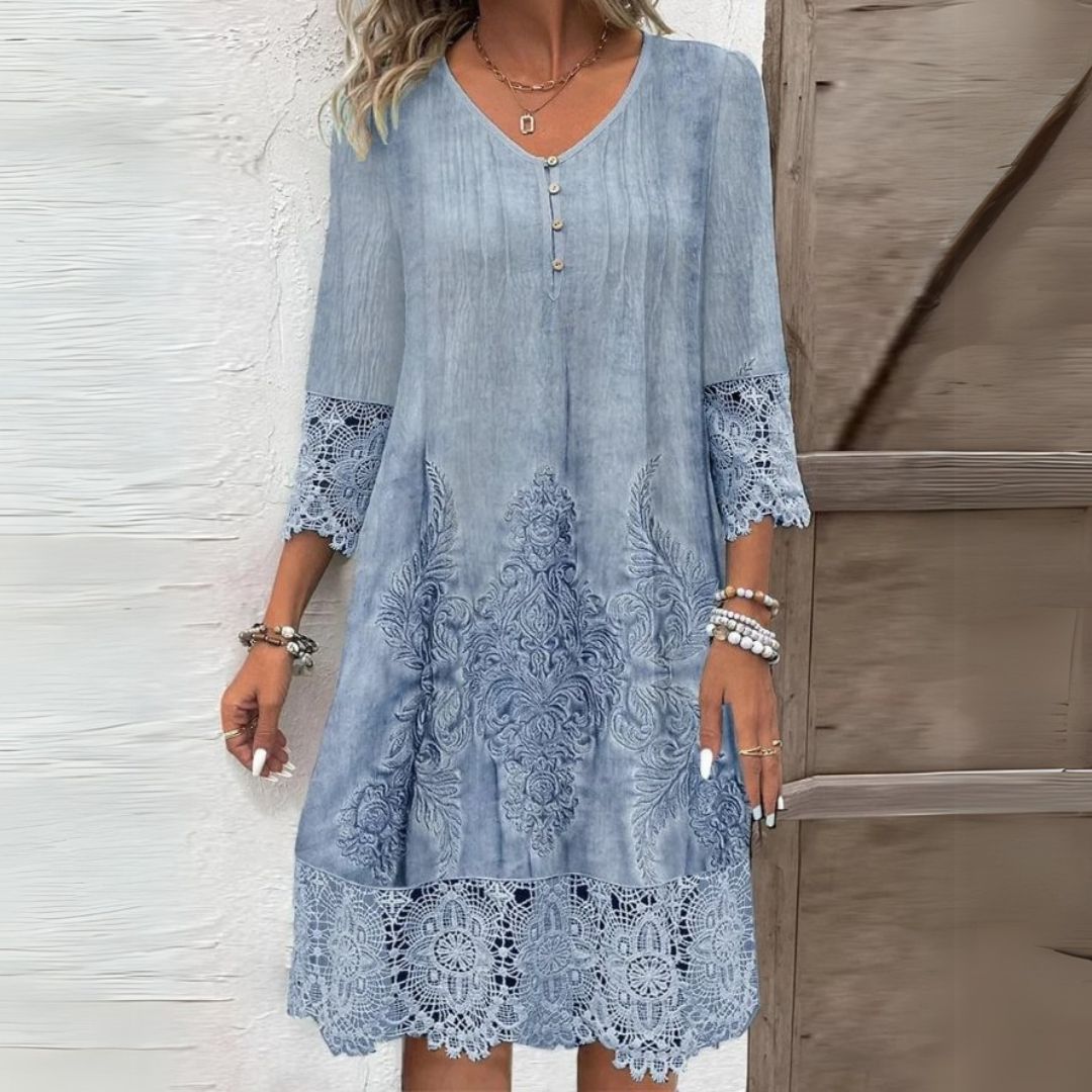 JENNA | ELEGANT FLORAL TUMMY-COVERAGE MIDI DRESS