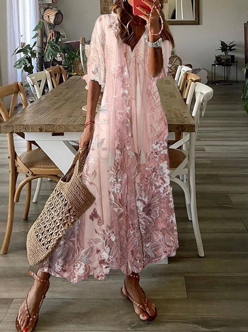 JEMMA | ELEGANT LACE FLORAL TUMMY-COVERAGE DRESS