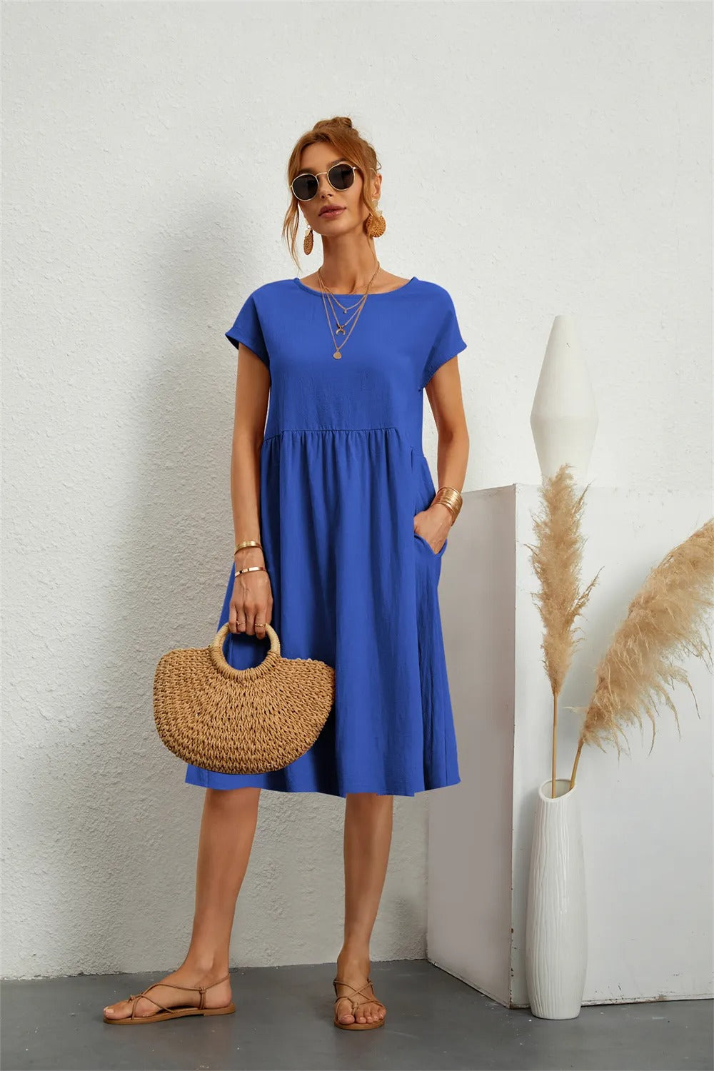 MILENA | ELEGANT DRAPED DRESS WITH FLATTERING TUMMY COVERAGE