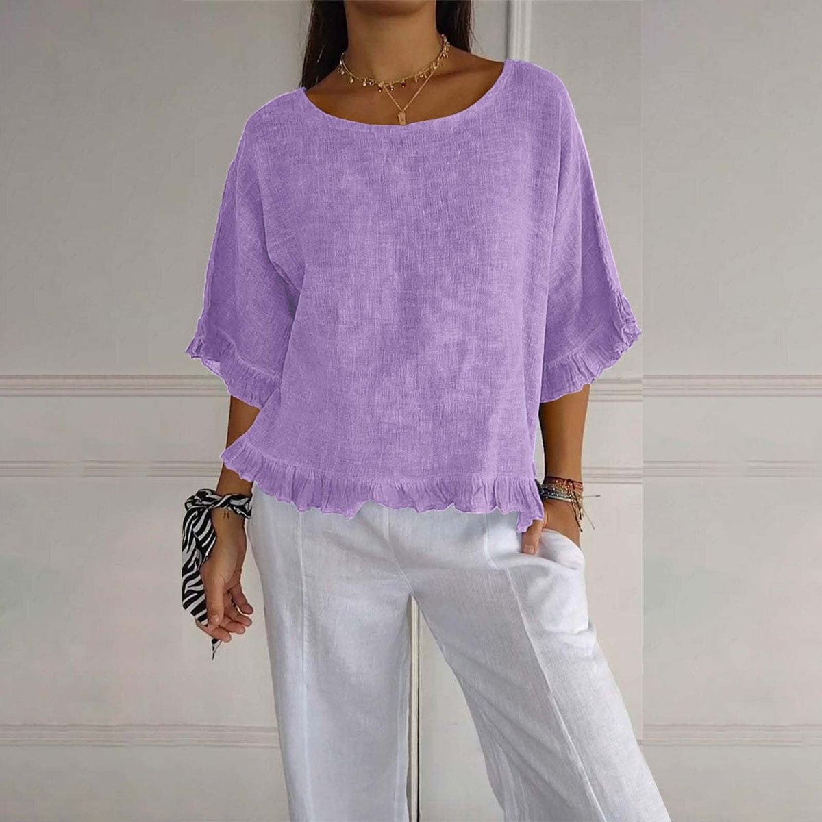 DIANE | ELEGANT TAILORED ROUND NECK BLOUSE