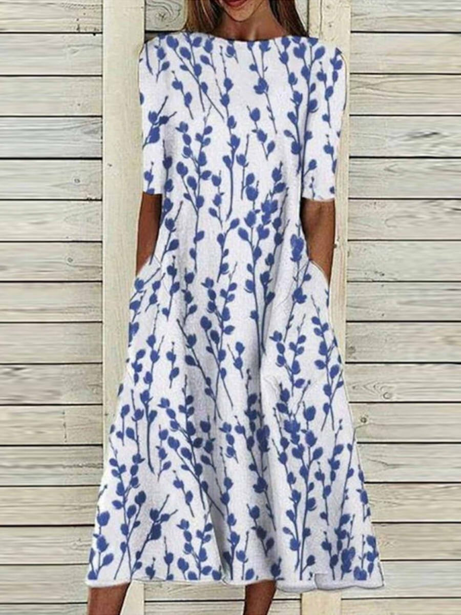 ELOISE | ELEGANT FLORAL TUMMY-COVERAGE MIDI DRESS