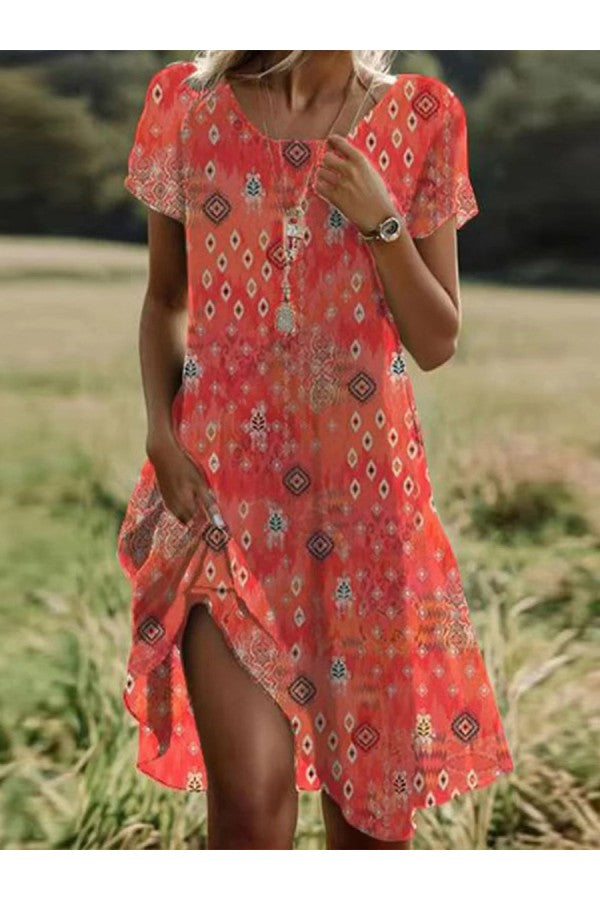 EDITH | VIBRANT BOHO TUMMY-COVERAGE DRESS