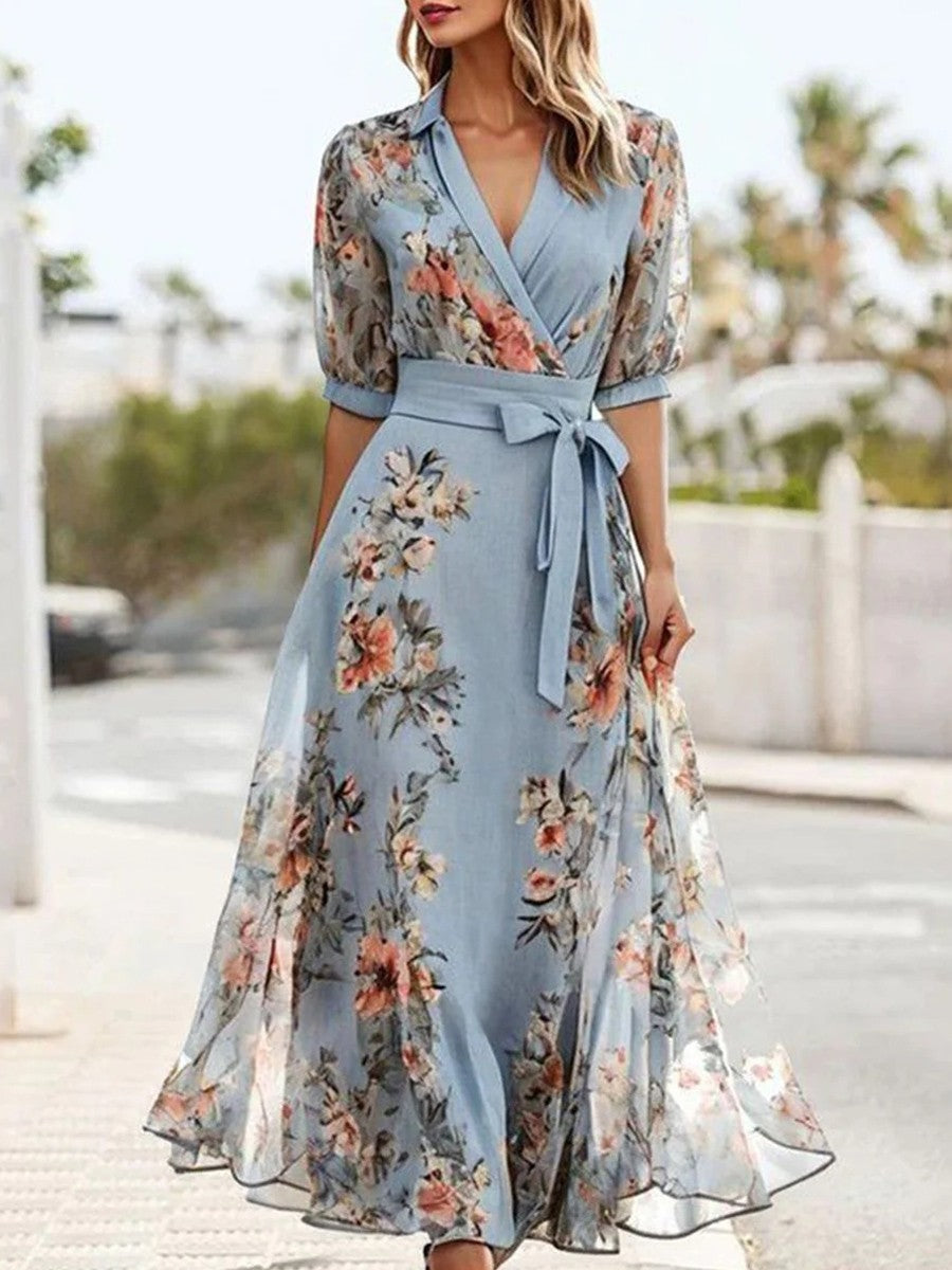 MONIKA | ELEGANT FLORAL TUMMY-COVERAGE MIDI DRESS