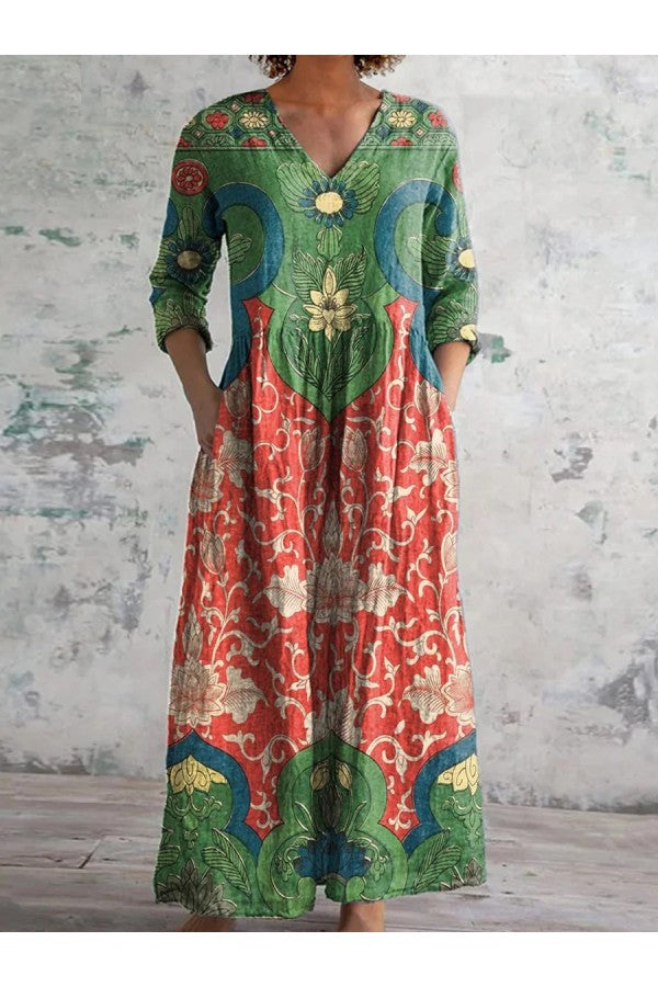 JUDITH | ELEGANT FLORAL TUMMY-COVERAGE MAXI DRESS