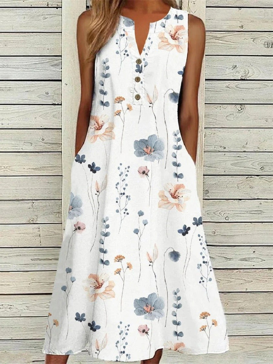 JEMIMA | ELEGANT FLORAL TUMMY-COVERAGE SUMMER DRESS