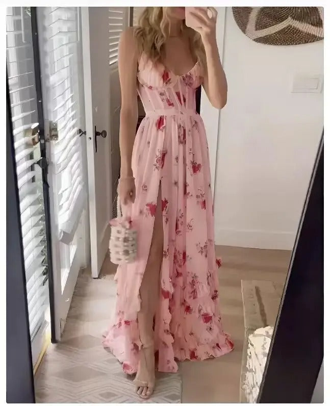 MATILDA | ELEGANT FLORAL TUMMY-COVERAGE GUEST DRESS