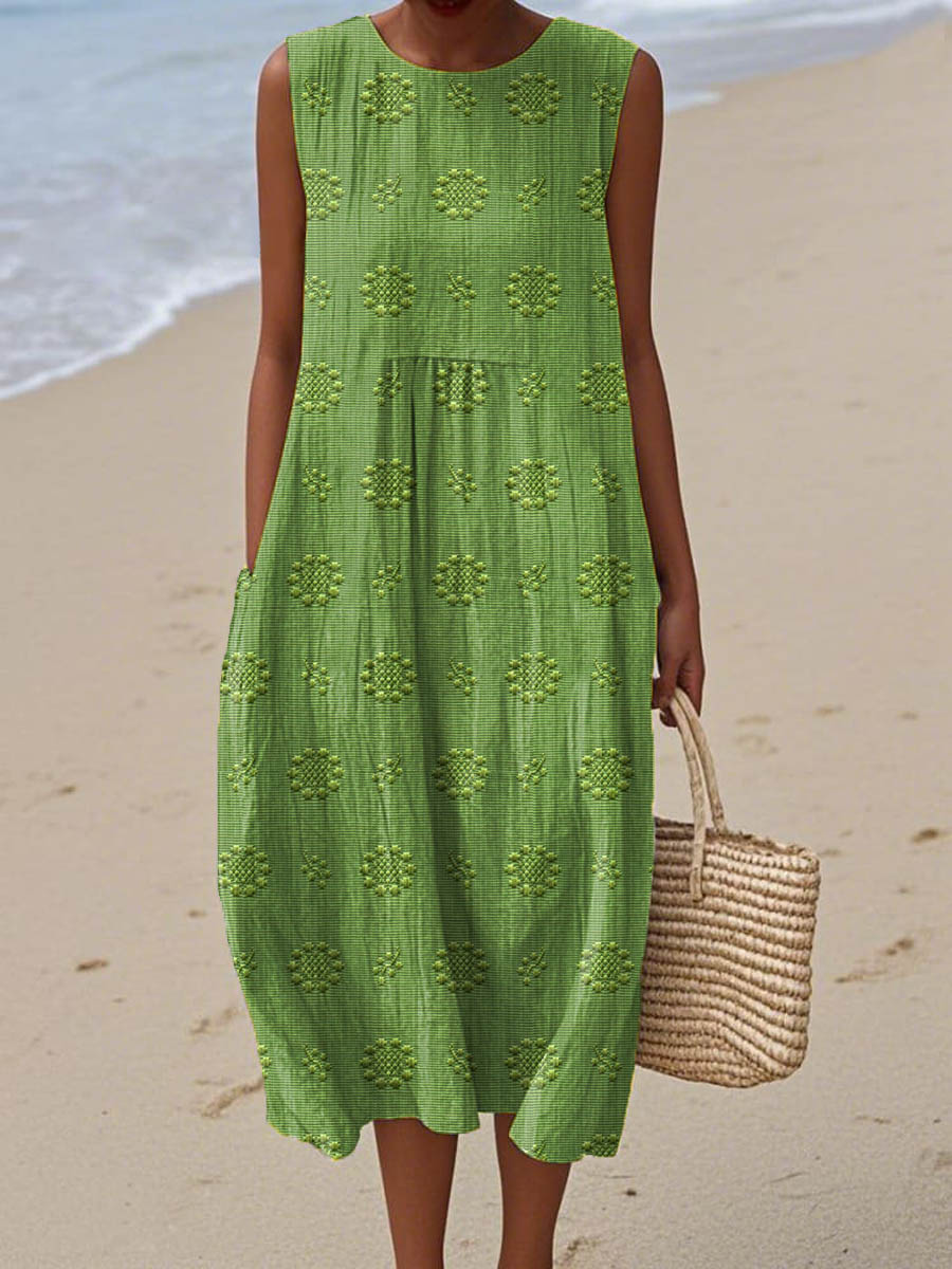 ALESSANA | ELEGANT SLEEVELESS TUMMY-COVERAGE DRESS