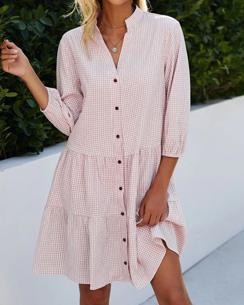CIENNA | ELEGANT BUTTON DRESS WITH FLAWLESS TUMMY COVERAGE