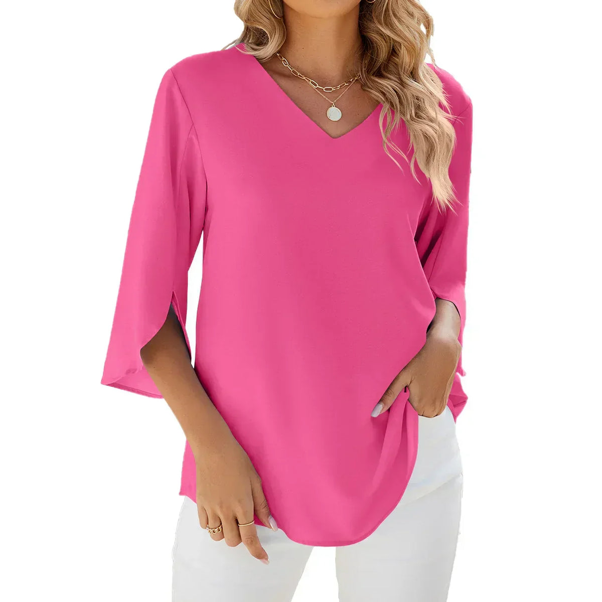 CLARISSE | ELEGANT V-NECK BLOUSE WITH LOOSE FIT