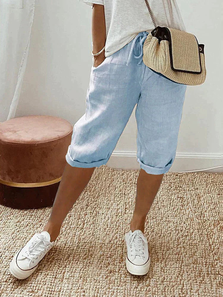 FRANCES | BREATHABLE COTTON-LINEN COMFORT SHORTS