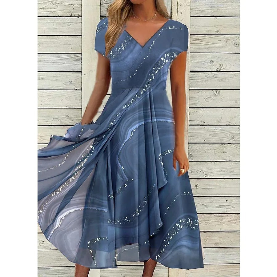 EMILY | ELEGANT V-NECK TUMMY-COVERAGE MIDI DRESS
