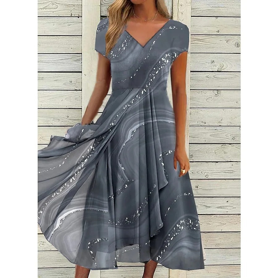 EMILY | ELEGANT V-NECK TUMMY-COVERAGE MIDI DRESS