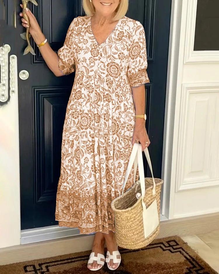 HELENA | ELEGANT FLORAL TUMMY-COVERAGE MAXI DRESS
