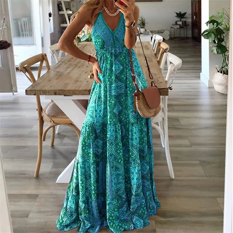 SYDNEY | ELEGANT BOHO TUMMY-COVERAGE MAXI DRESS
