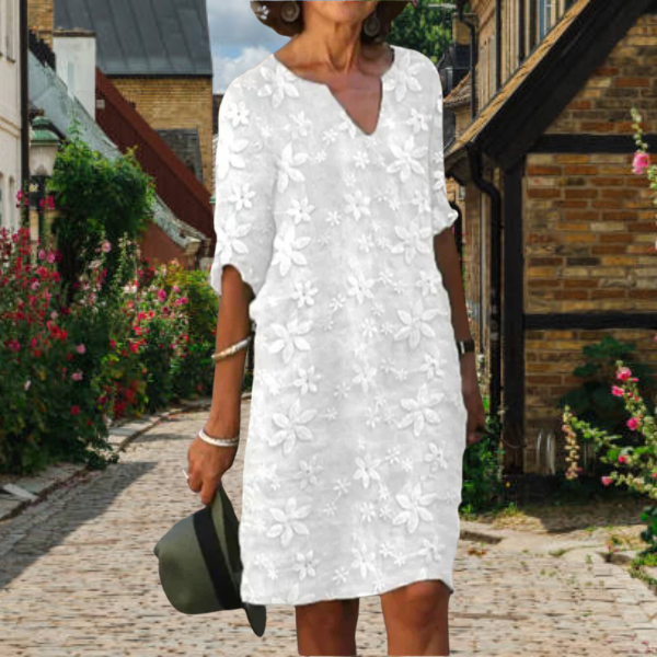PATRICIA | ELEGANT FLORAL TUMMY-COVERAGE MIDI DRESS
