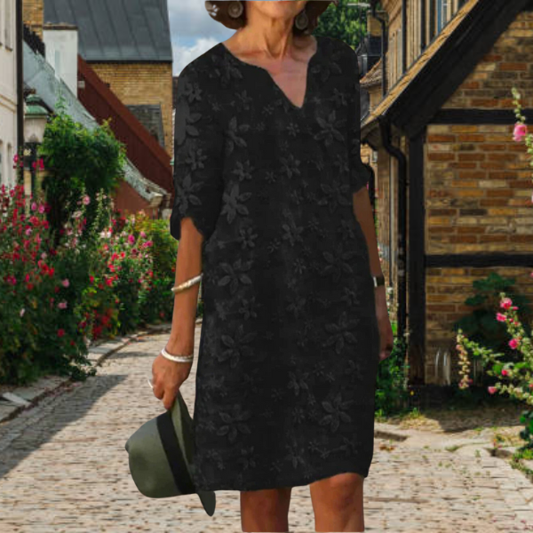 PATRICIA | ELEGANT FLORAL TUMMY-COVERAGE MIDI DRESS