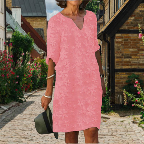 PATRICIA | ELEGANT FLORAL TUMMY-COVERAGE MIDI DRESS