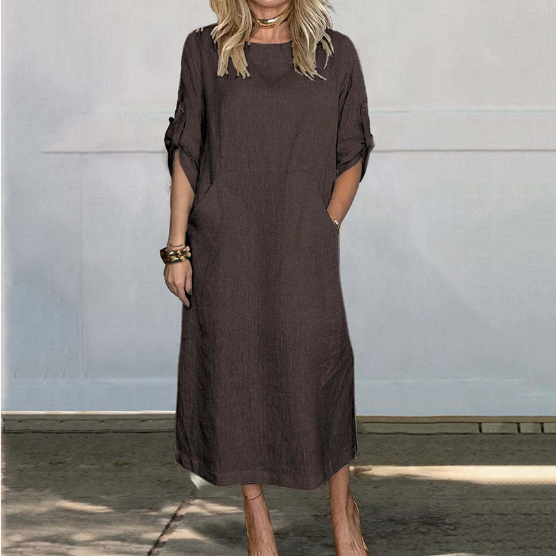SHEENA | ELEGANT DRAPED TUMMY-COVERAGE DAY DRESS