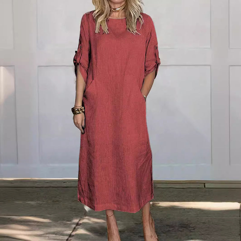 SHEENA | ELEGANT DRAPED TUMMY-COVERAGE DAY DRESS