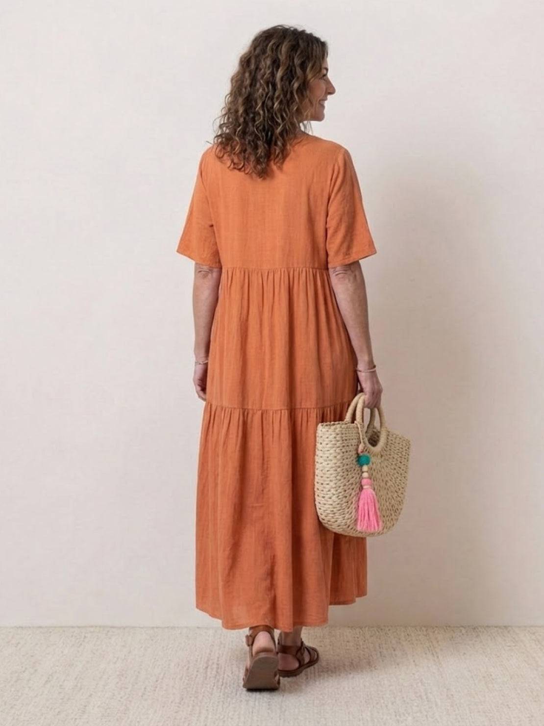 AMBER | ELEGANT TIERED TUMMY-COVERAGE MAXI DRESS