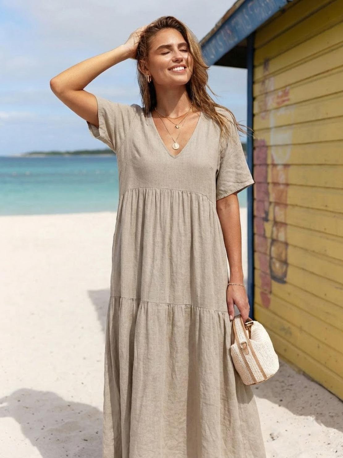 AMBER | ELEGANT TIERED TUMMY-COVERAGE MAXI DRESS