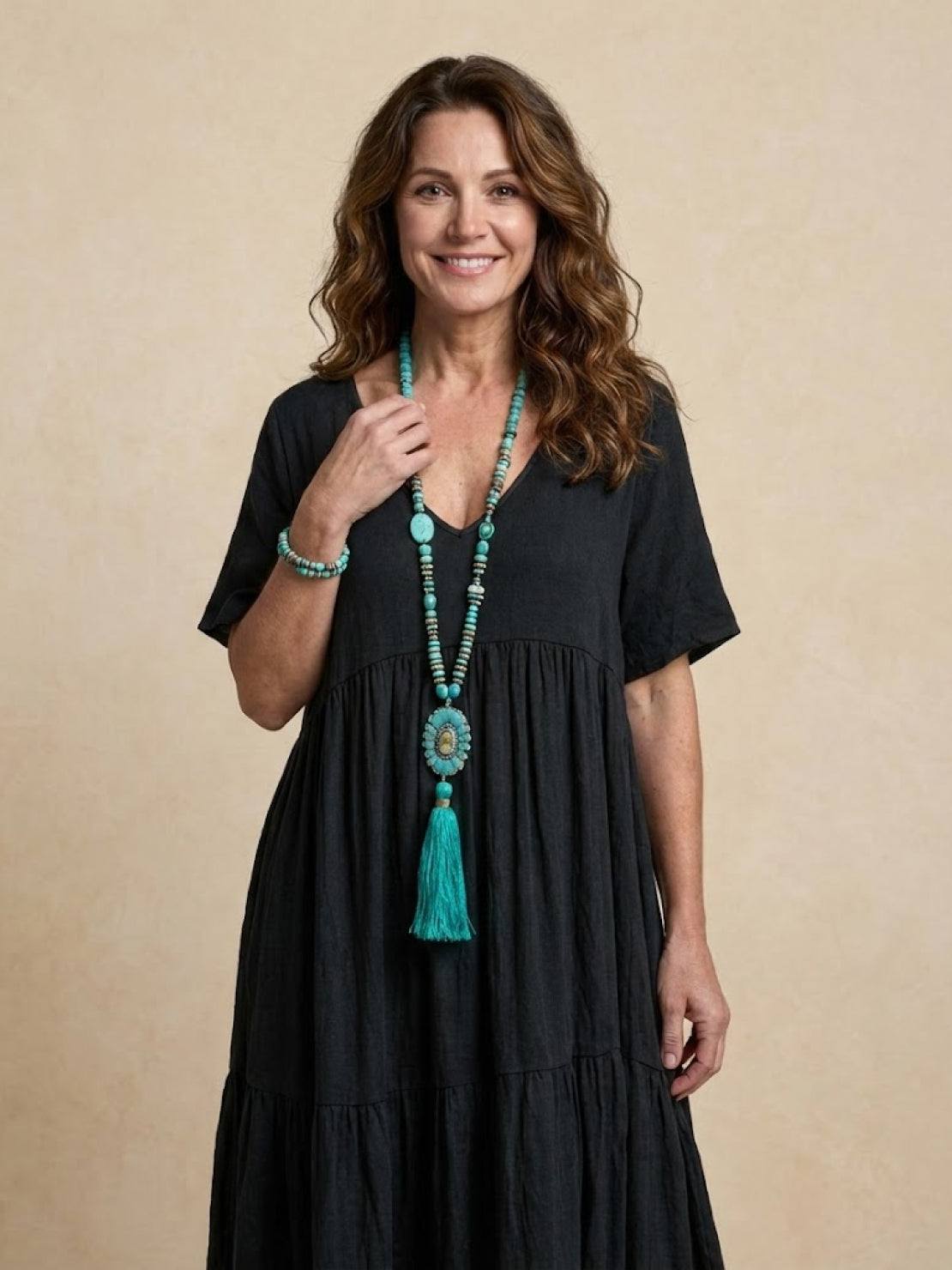 AMBER | ELEGANT TIERED TUMMY-COVERAGE MAXI DRESS