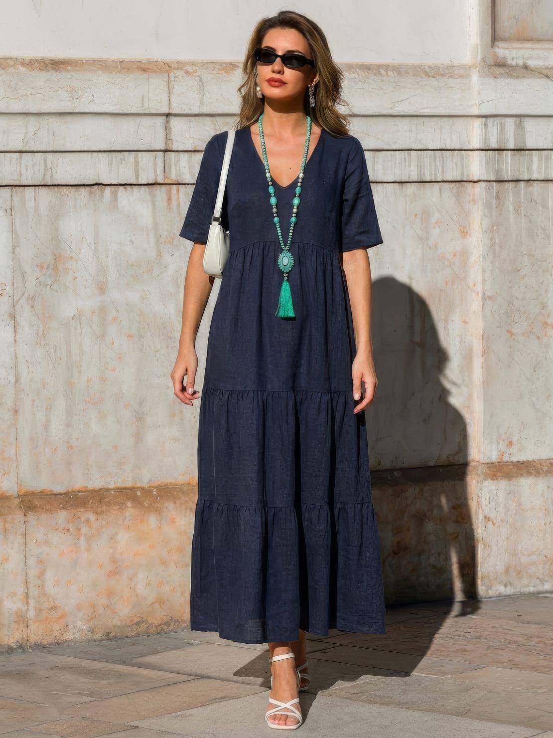 AMBER | ELEGANT TIERED TUMMY-COVERAGE MAXI DRESS
