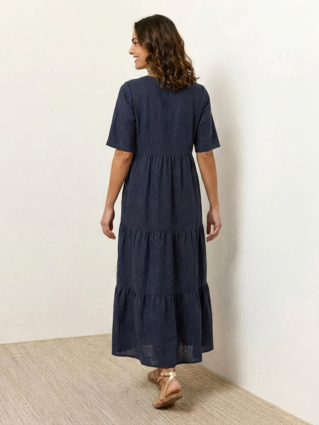 AMBER | ELEGANT TIERED TUMMY-COVERAGE MAXI DRESS