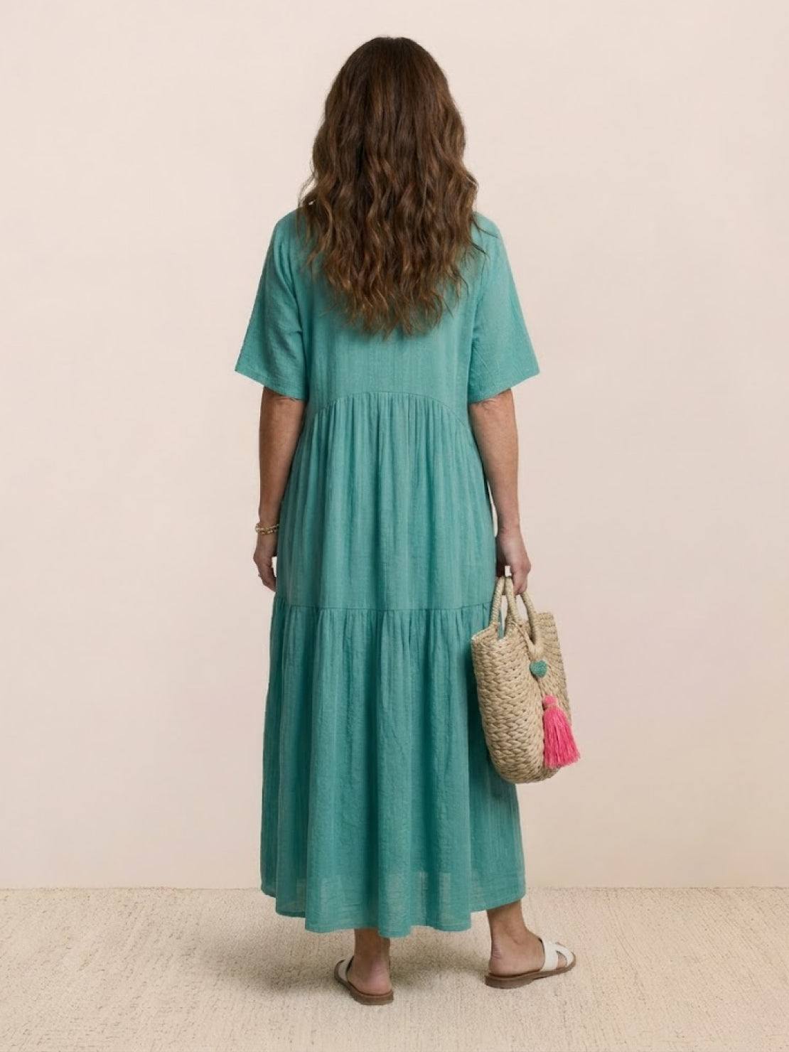 AMBER | ELEGANT TIERED TUMMY-COVERAGE MAXI DRESS