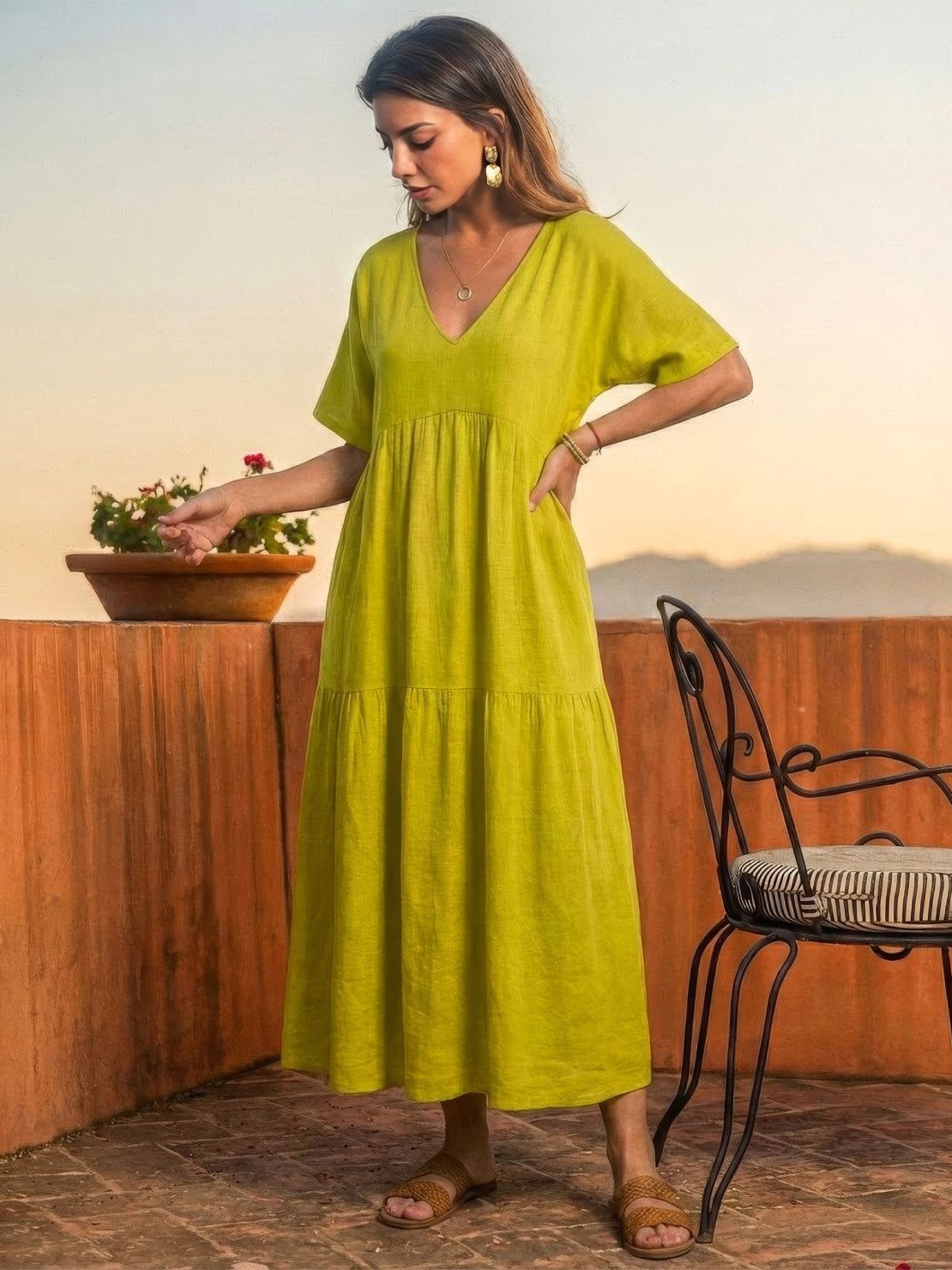 AMBER | ELEGANT TIERED TUMMY-COVERAGE MAXI DRESS