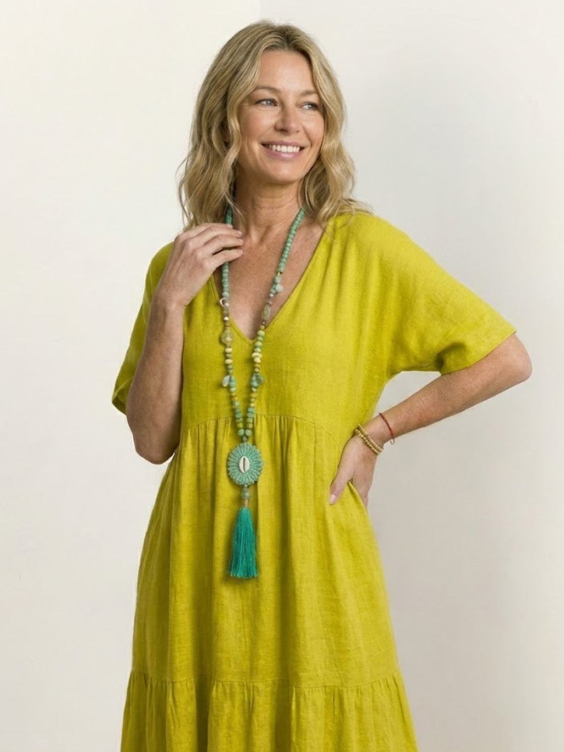 AMBER | ELEGANT TIERED TUMMY-COVERAGE MAXI DRESS