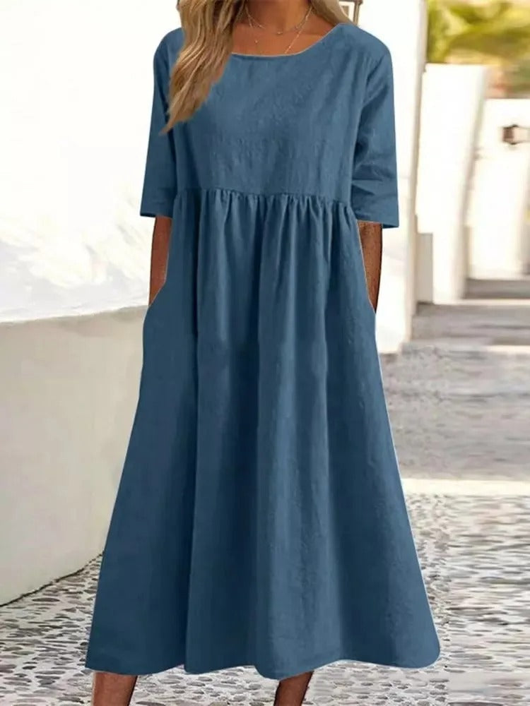 ALEXANDRA | ELEGANT MIDI DRESS WITH FLATTERING TUMMY COVERAGE