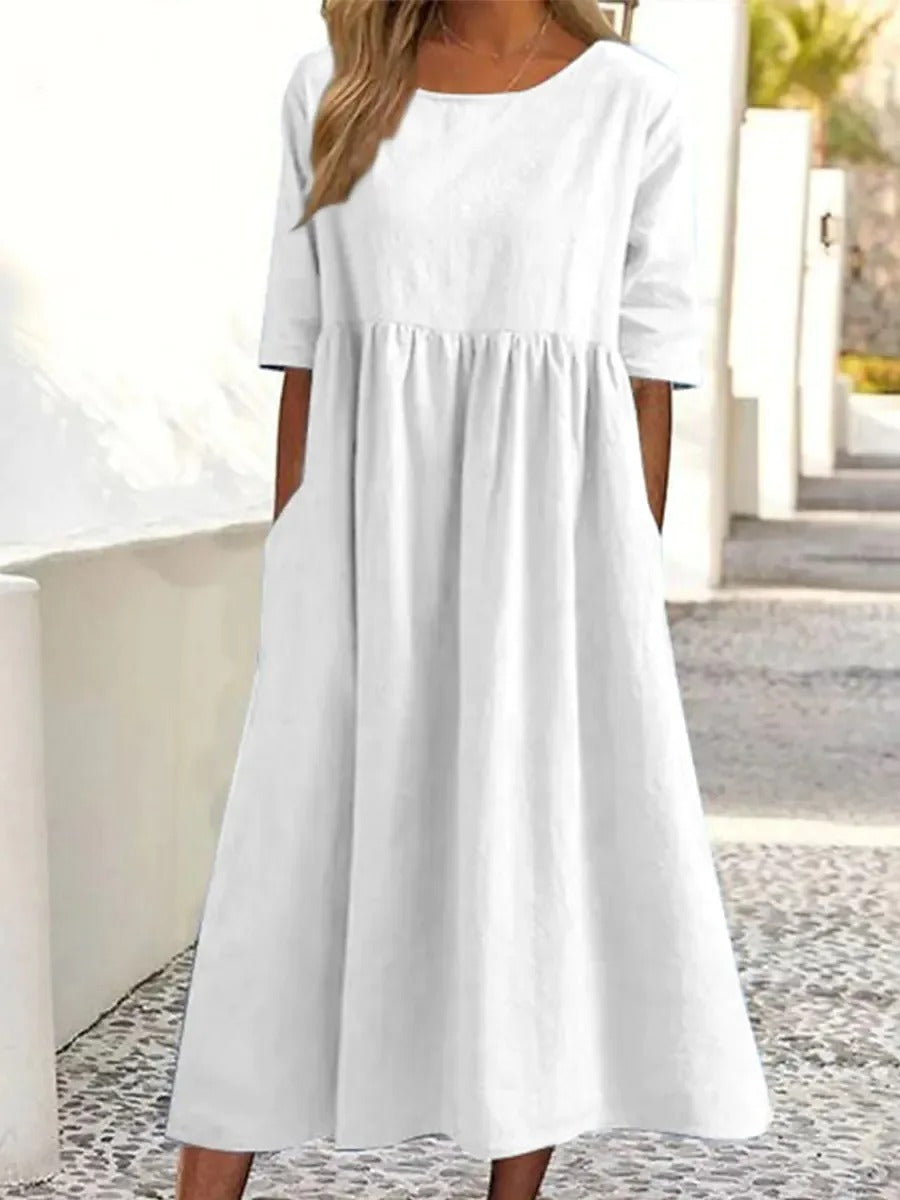 ALEXANDRA | ELEGANT MIDI DRESS WITH FLATTERING TUMMY COVERAGE