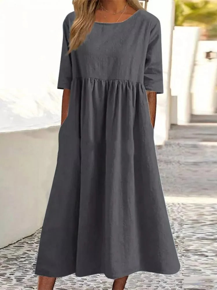 ALEXANDRA | ELEGANT MIDI DRESS WITH FLATTERING TUMMY COVERAGE