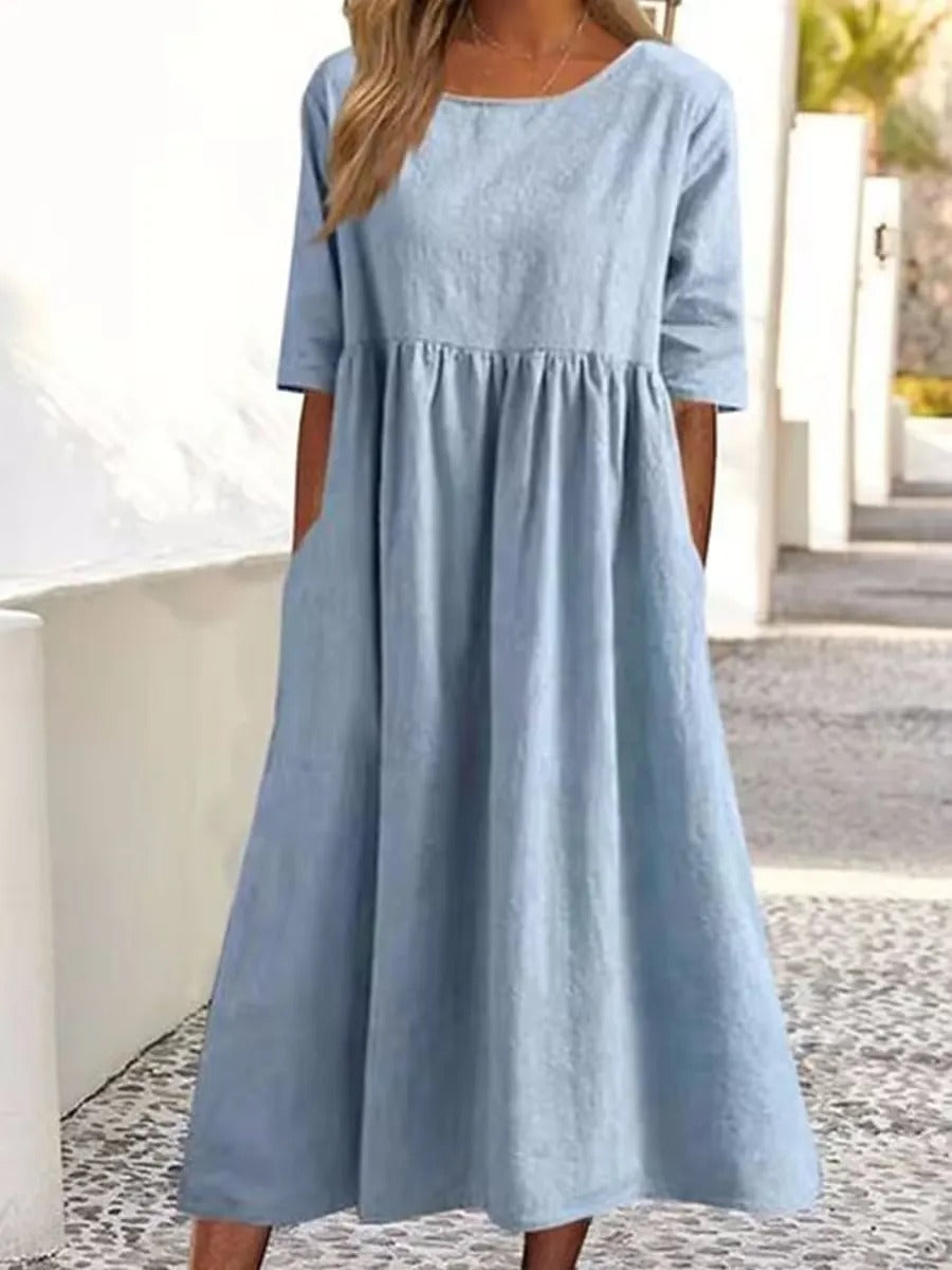 ALEXANDRA | ELEGANT MIDI DRESS WITH FLATTERING TUMMY COVERAGE